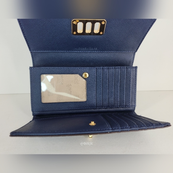 Michael Kors Karson Large Leather Satchel And Wallet Set *Denim/Navy* EUC - Picture 16 of 17